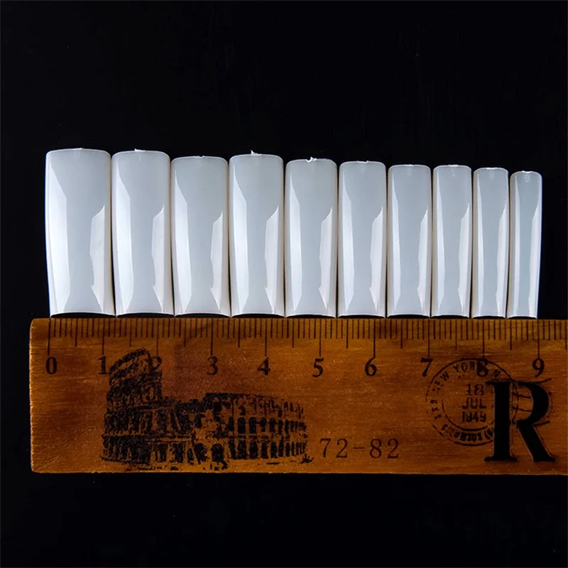 НАДЕКО с квадратным носком; Широкая накладные ногти средней длины во французском стиле с имитацией для Неил арта украшения для кончиков ногтей 500 шт.