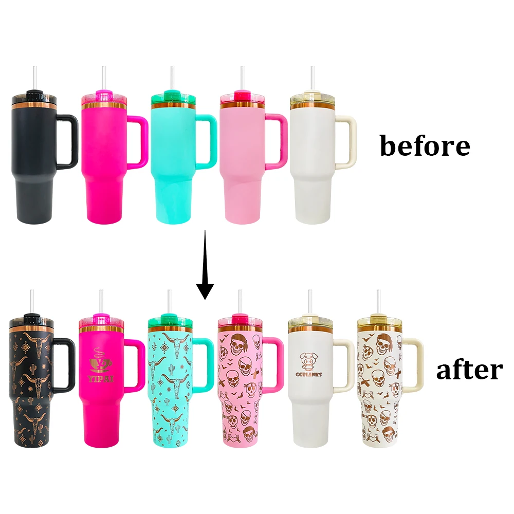 USA warehouse stainless steel H2.0 powder coated 40oz gold copper plated insulated travel cup for laser engraving