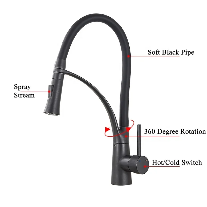 Pull Down Brushed Nickel Kitchen Faucet Rotate Silicone UPC Brass Water Kitchen Faucet