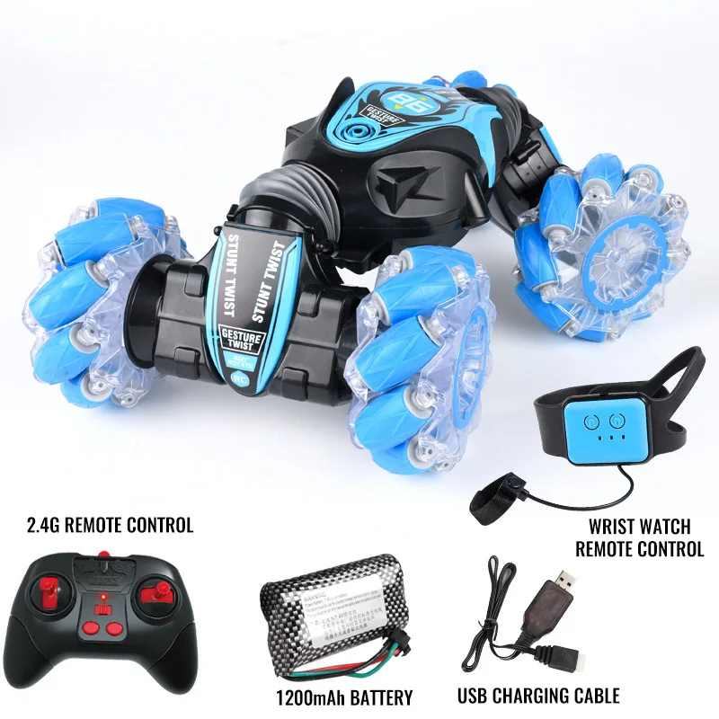2.4Ghz Gravity Sensor Watch Remote Control Stunt Vehicle Sidesway Off-road Climbing Auto 4WD Music Light Rc Drift Twisting Car