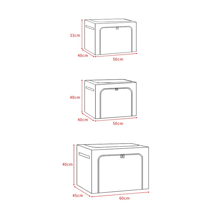 Washable Storage Bins Large Clear Clothing Storage Box Closet Organizer Storage With Steel Frame
