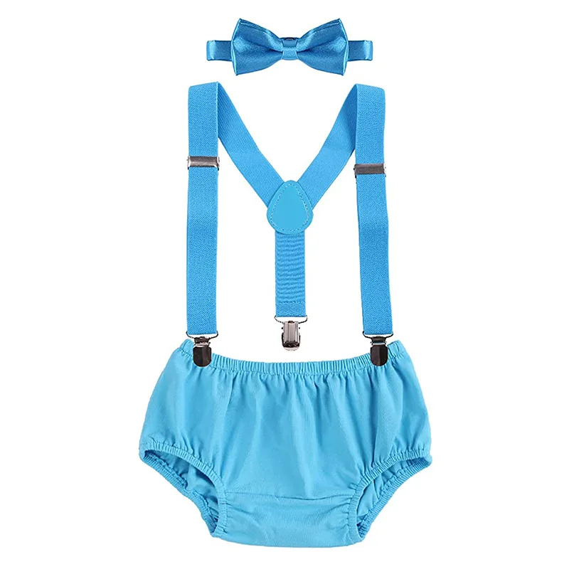 kids clothing wholesale china Baby Boys Cake Smash 3pcs Bow Tie Suspenders Bloomers First Birthday Outfit For Boy BBOF-003