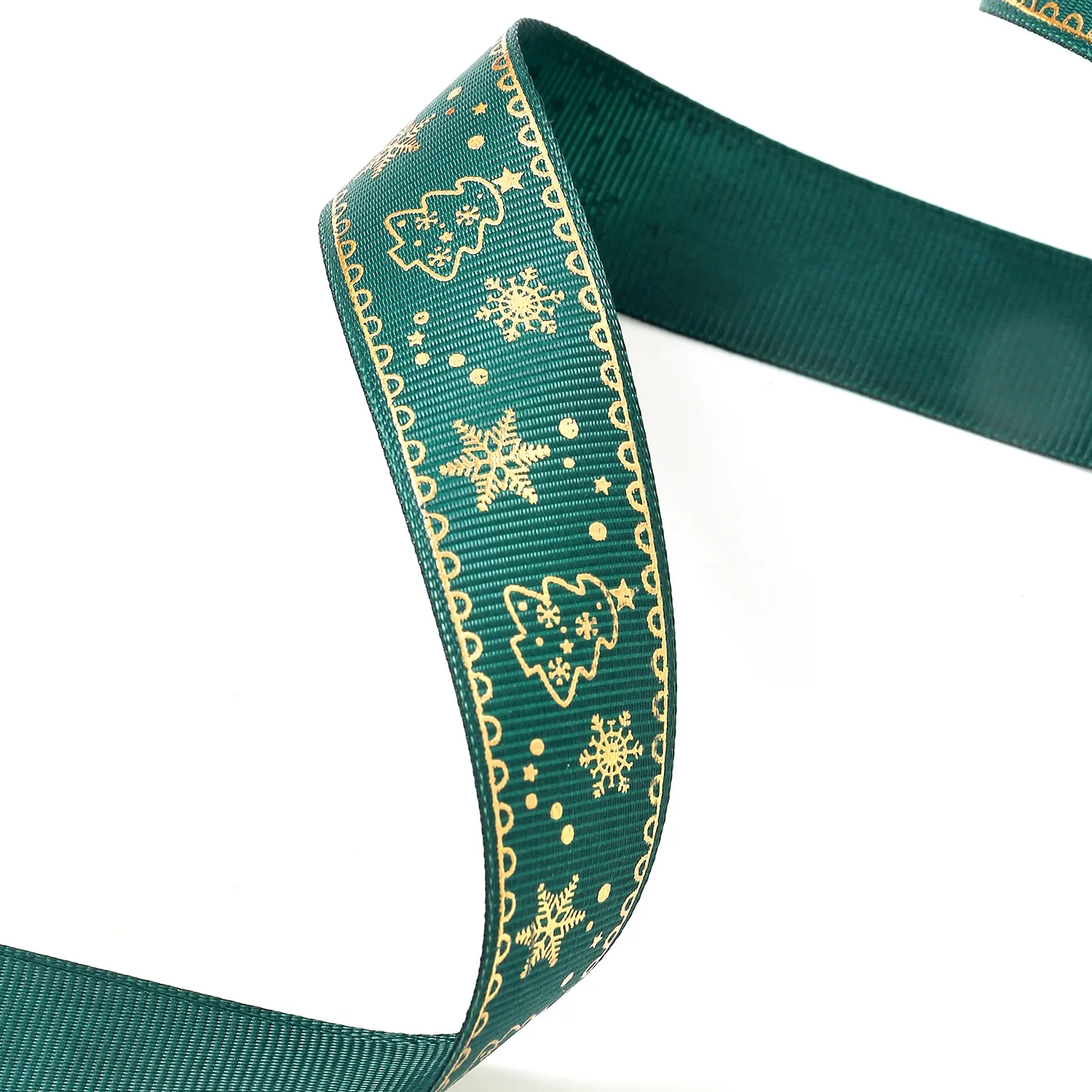 Hanfan Factory  Ribbon Printing Christmas Pattern Foiling Gift Box Packaging Accessories Polyester Silk Ribbon