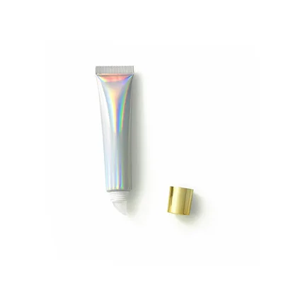 Ready To Ship 20G Holography Squeeze Lip Gloss Container Laser Silver Aluminum Composite Cosmetic Empty Eye Cream Tube