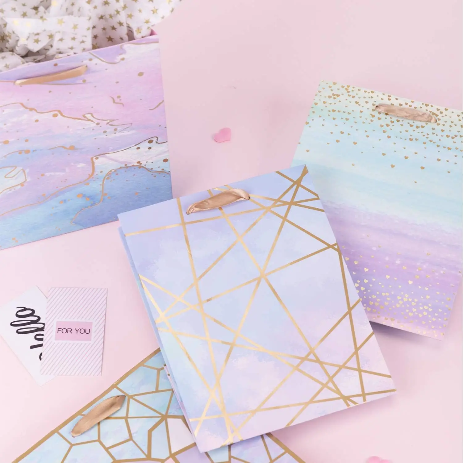 paper gift bag marble fashion gift bag with ribbon