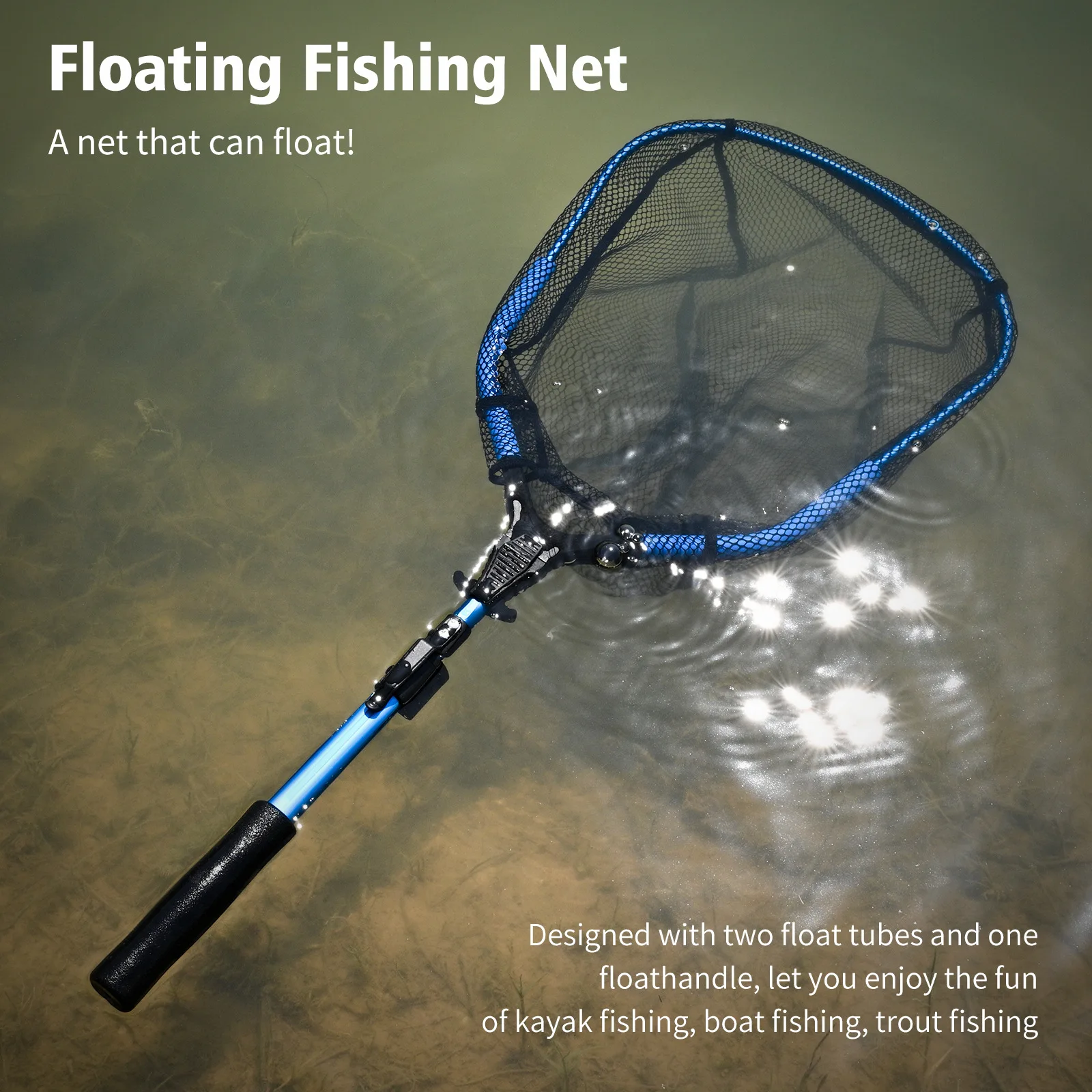 New OEM Portable Foldable Floating Net Fast Folding Fly Fishing Hand Nets Small Mesh Lightweight Landing Fish Casting Network