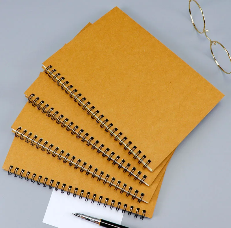 kraft Paper Spiral Notebook A5 Notepad B5 Horizontal Line Grid Student Exercise Paper Brown Paper