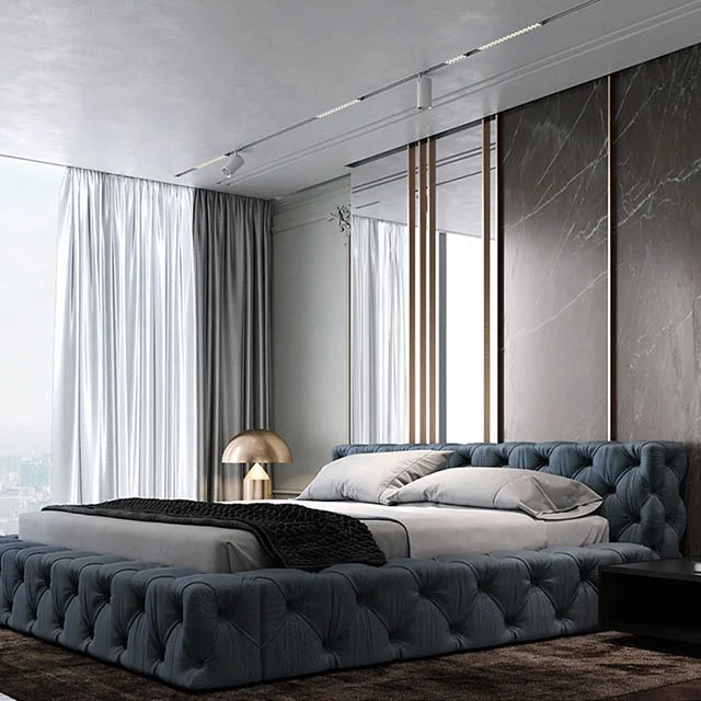 5 star hotel bed European Classic Green Velvet King Bed Wardrobe Bedroom Suites Modern Set high quality bedroom Furniture