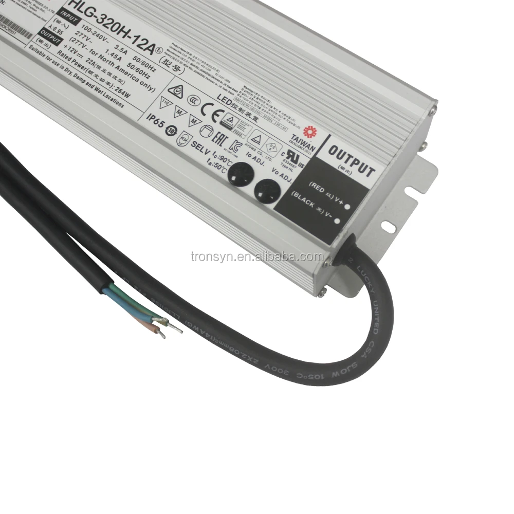 Meanwell Authorized HLG-320H-12A 320W 12V PWM Dimmable IP67 Waterproof Constant Current LED Driver