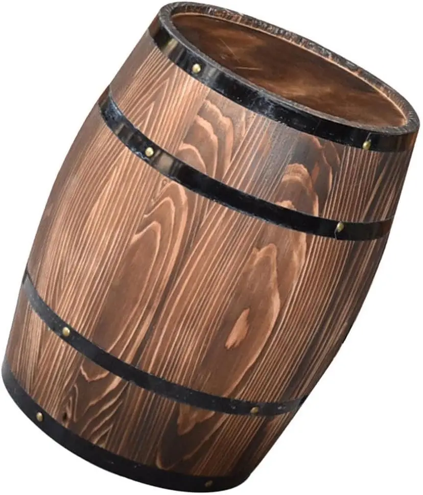 202408 Wooden Red Wine Barrel Delicate  Wooden Water Bucket Drink Barrel Decor Bar Wooden Beer  Barrels