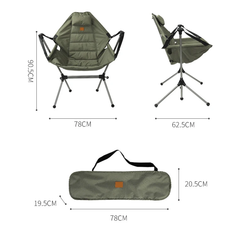 High Quality Compact Lightweight Swing Moon Beach Chair Outdoor Folding Camping Rocking Chair