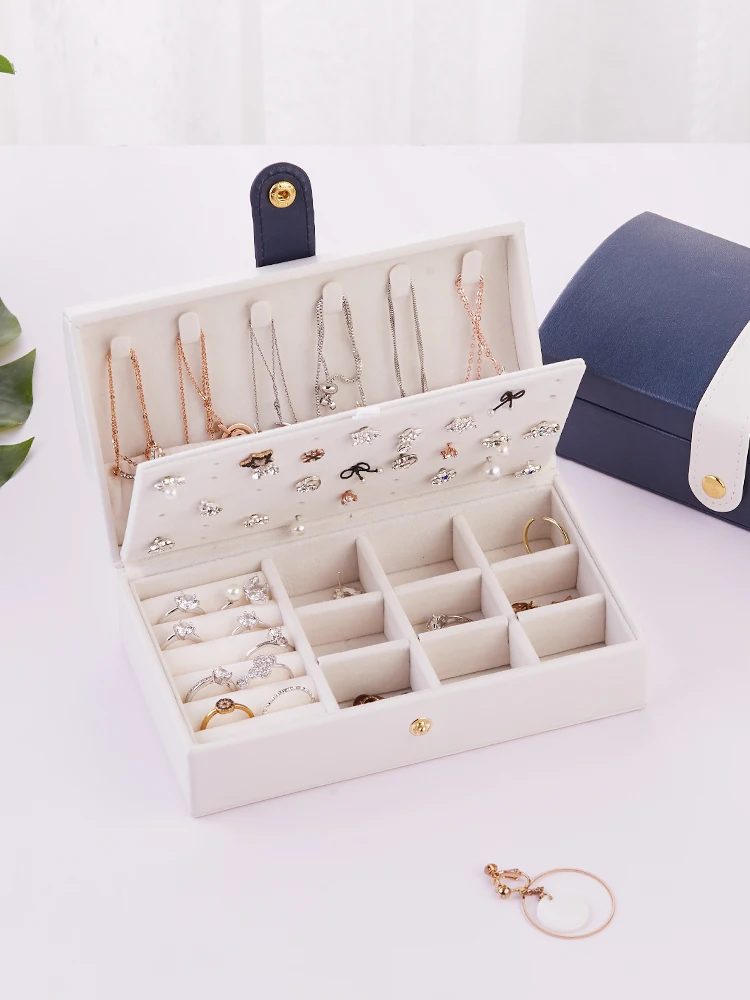Wholesale Pu Leather Velvet Necklace Ring Earring Packaging Cajas Organizadoras Joyeos Jewellery Travel Portable Jewelry Box