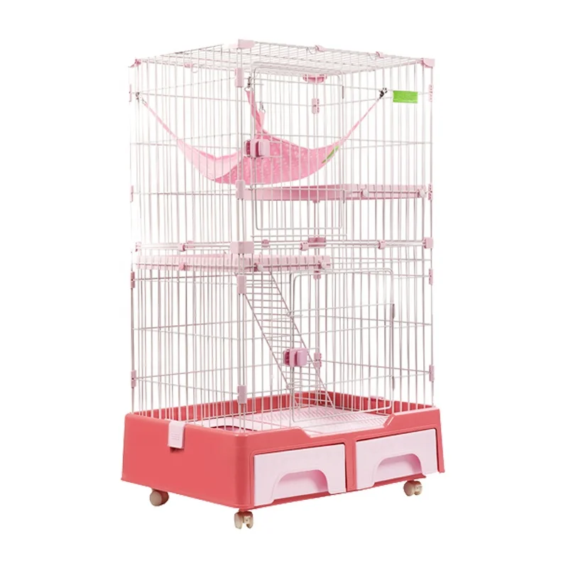 Factory Price Large Breeding Pet Crate 3 Tier Cat Cage Playpen Metal Wire  With Drawer For Pet Shops