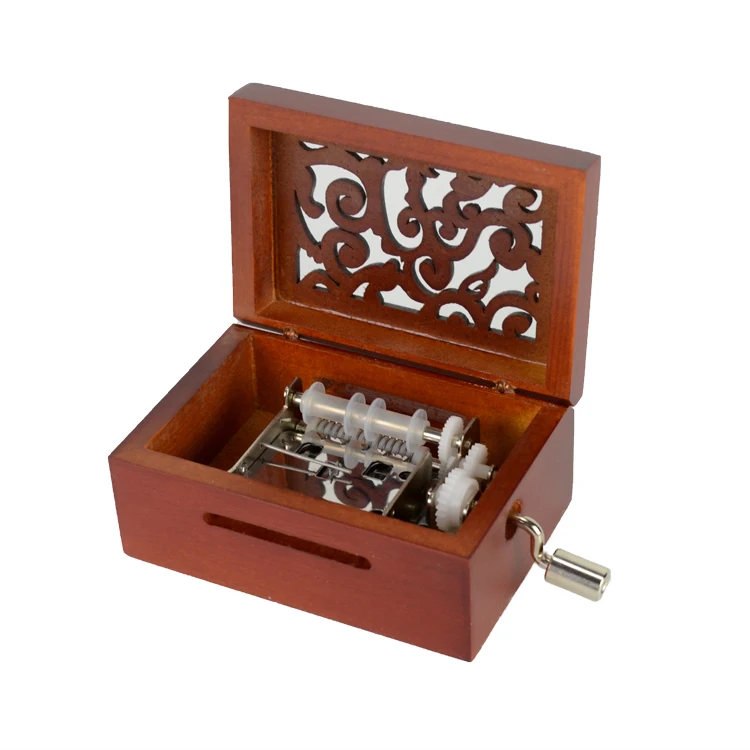 15 note hand crank wooden hole DIY music box with paper sheet