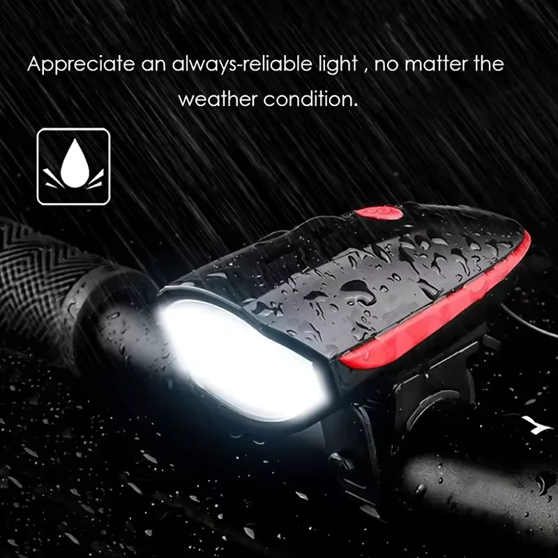 Waterproof Horn Bicycle Headlight 3 Lighting Mode Bicycle Front Cycling Light USB Rechargeable LED Speaker Bike Light
