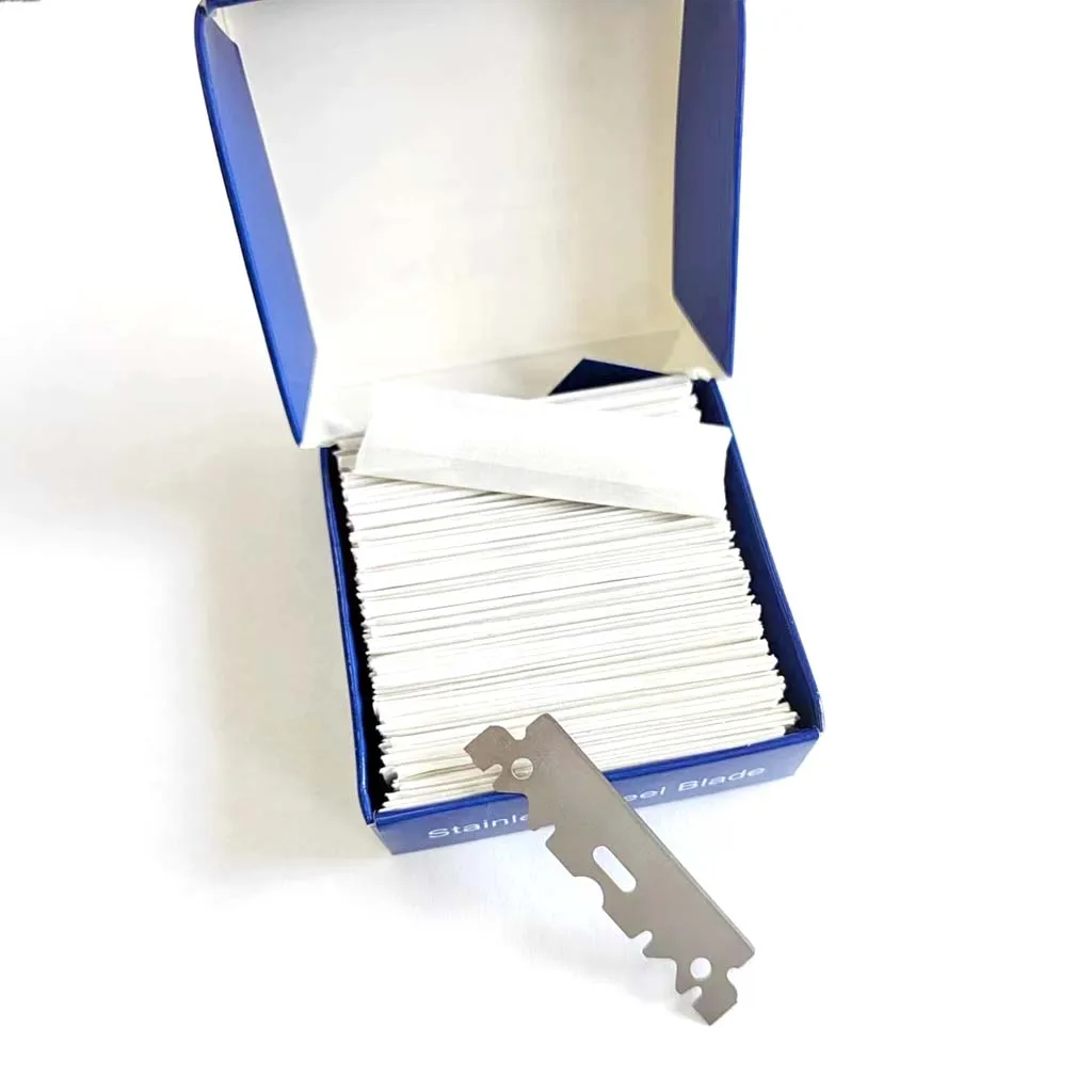 Wholesale high quality custom logo 100 pcs single edge barber razors blades for professional face shaving