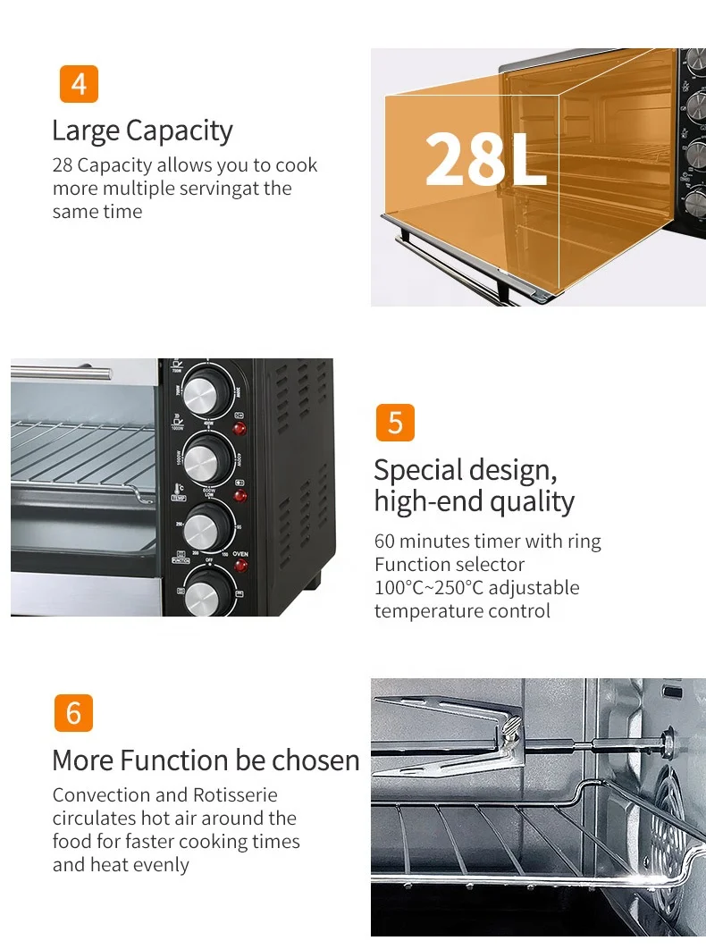Factory Latest Oven 28L Capacity With 2/3 Hotplates Commercial Pizza Oven