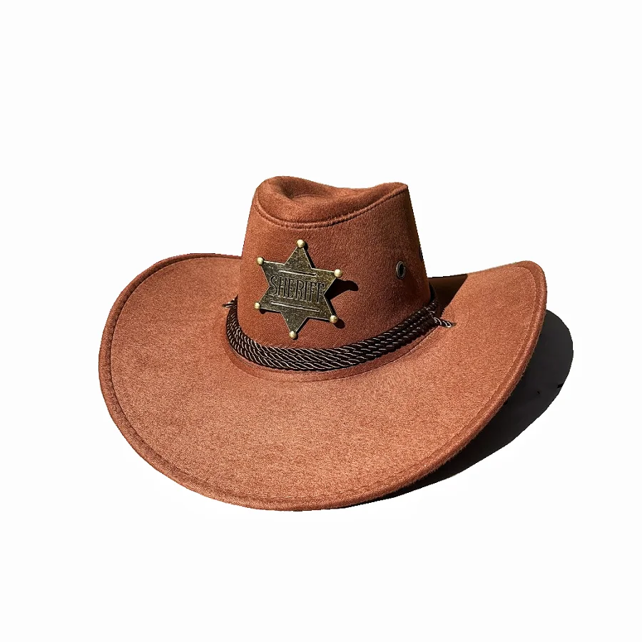 Custom Wholesale felt Wide Brim Outdoor Fedora Cap Western Suede Cowboy Hat Men Women Sun Hat Sombrero with Strap