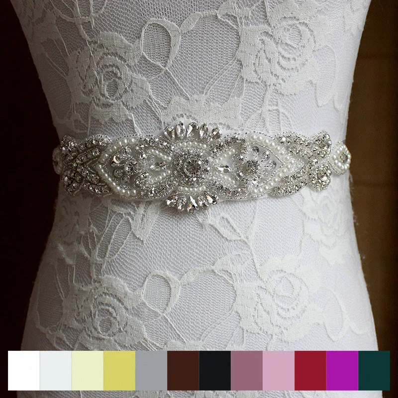 Wholesale Wedding Dress Accessories Flower Crystal Rhinestone Belt For Women Waistband Bridal Applique
