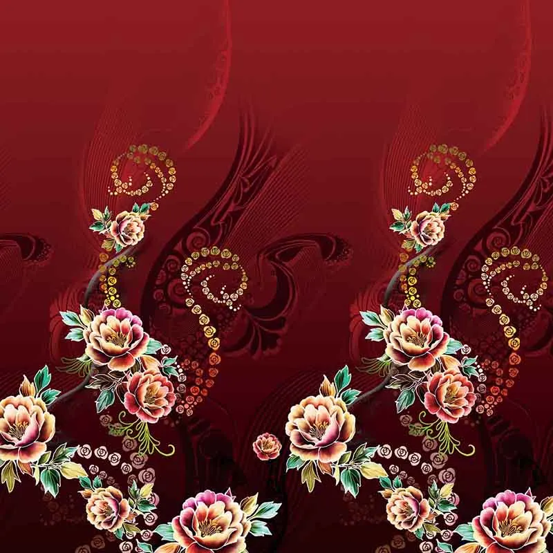 Fashion  Black Polyester Spandex Floral Print Jersey Knit Fabric