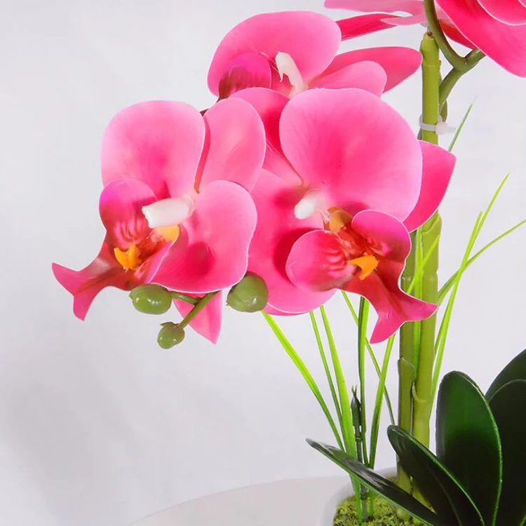 Manufacturer Direct Potted Orchid Silk Flowers Home Wedding Artificial Real Touch Latex Orchid Weed Plant Bonsai For Indoor