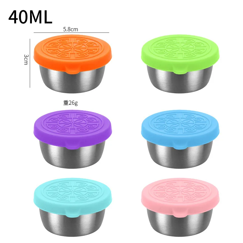 Wholesale 40ml Reusable Small Stainless Steel Salad Dressing Container Box with Silicone Lid
