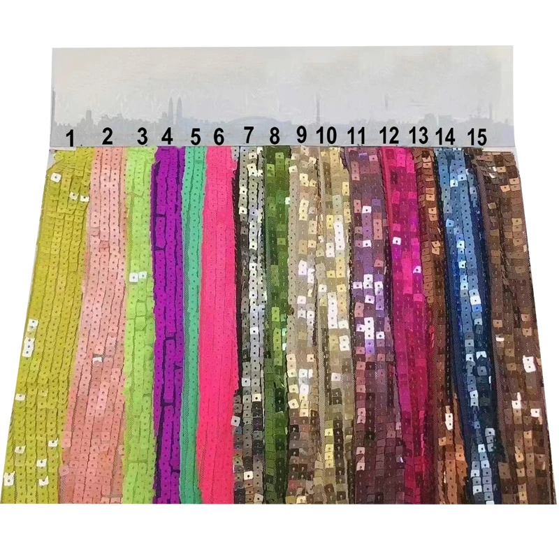 wholesale embroidery textile fabric Gold square sequins French Tulle Lace Fabric