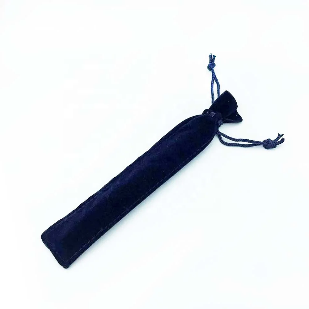 WHOLESALE GIFT bag logo and color customize black suede velvet drawstring pouch bag for pen