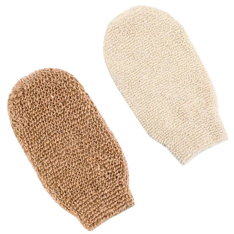 Custom Logo Linen Cotton Efficient Scrubbing Bath Mitts Exfoliating