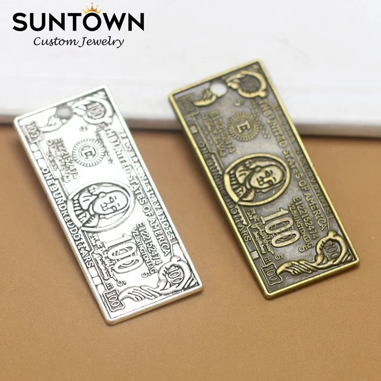 
Suntown Fortuner Accessories 100 Dollars Pendant Money Sign Charm Zinc Alloy Jewelry Vintage Jewelry Square Accessories For Diy 