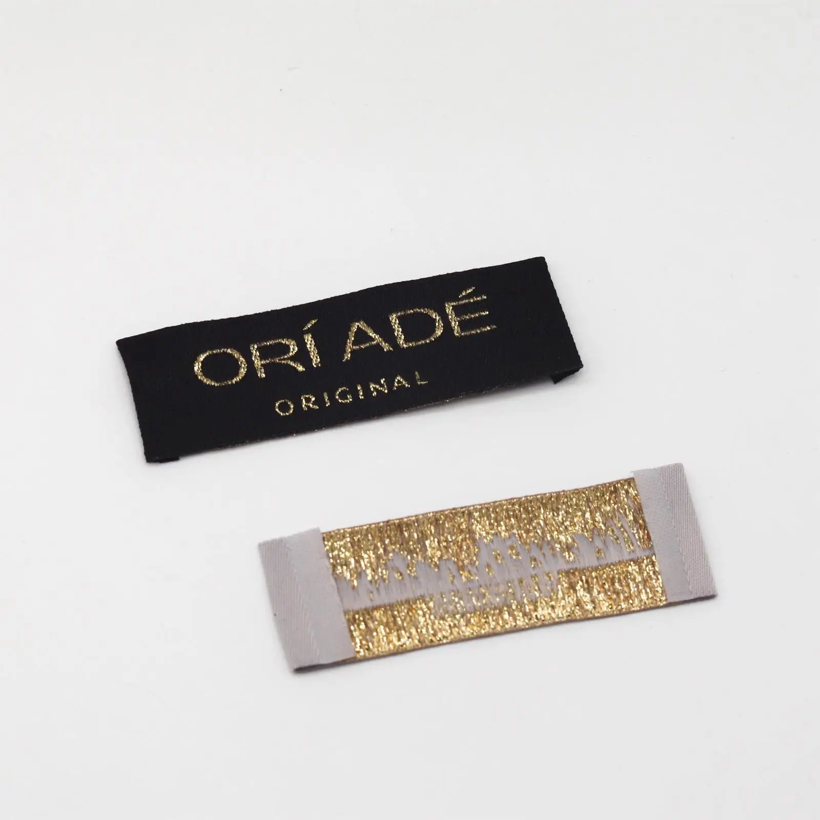 Custom Sewed Luxury metal wire Soft Satin Private Clothing Woven Label T-shirt Garment Main/Neck Label Tags