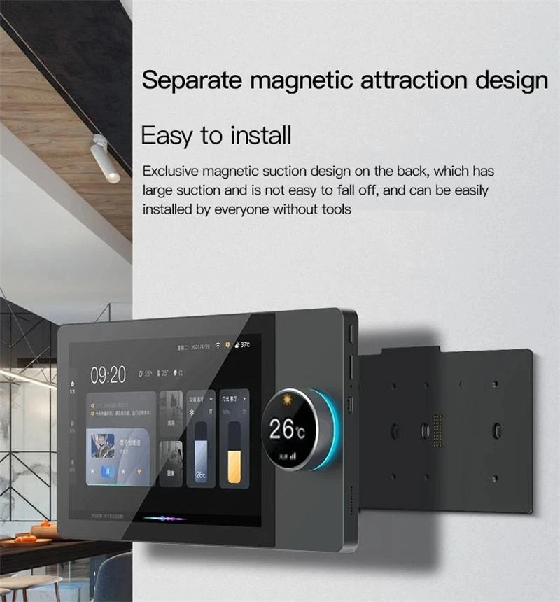 8 Inch 1280P Multifunction LCD Touch Screen Tuya Smart Home Central Control Panel with Knob Switch
