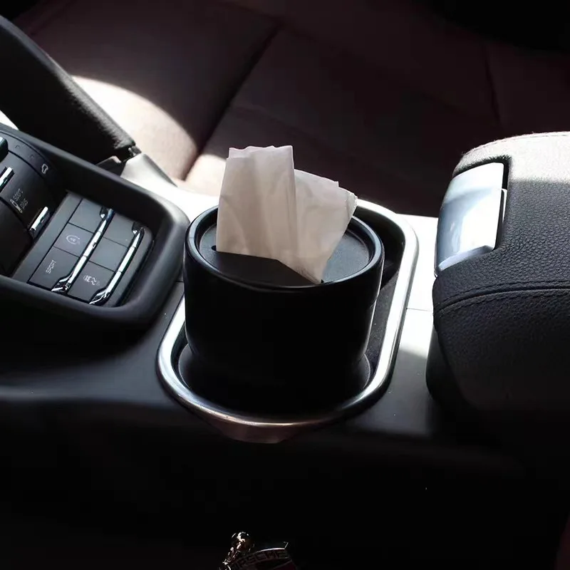Автомобильный держатель для мелочи с крышкой автомобильные пластиковые мусорные баки 250 мл (0 06 галлон) переносные ручки автомобиля 1 шт.