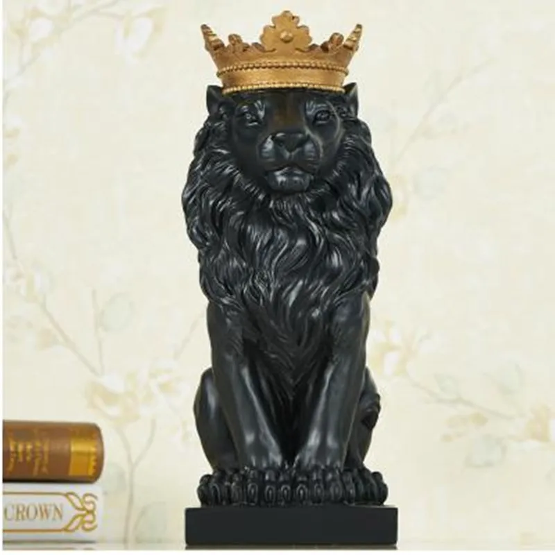 Wholesale Lion Crown Statue Lion Resin Ornament Resin Gold Crown Lion Statue