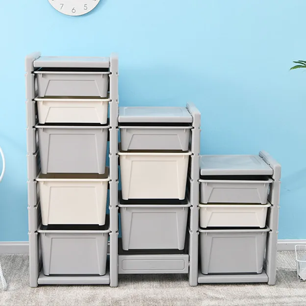 Kids Furniture Toy Shelf Children Indoor Kids Cabinet With Plastic Storage Box For Sale