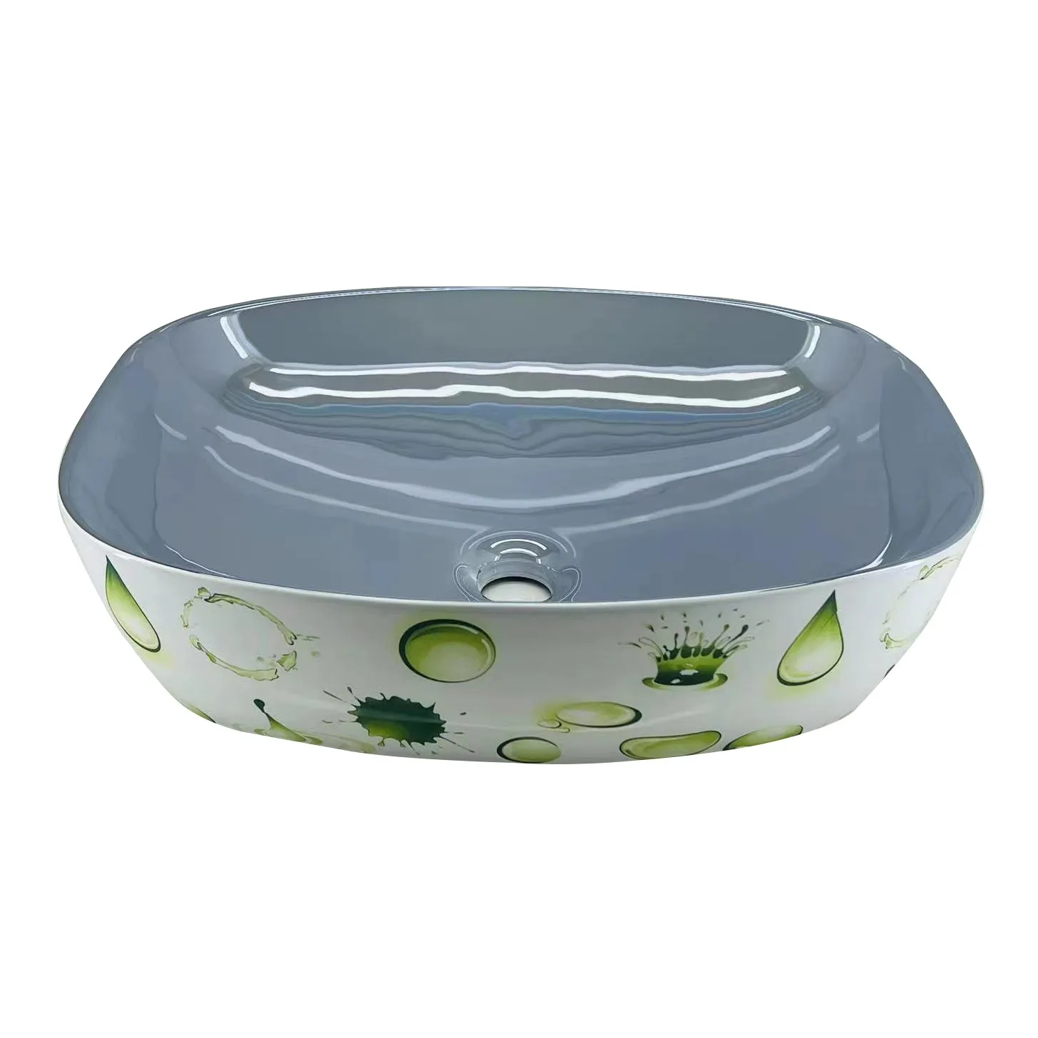 Rectangular Shape Luxury Pattern Design Solid Smooth Surface Table Top Lavabo Bathroom Countertop Ceramic Wash Basin Art Sinks