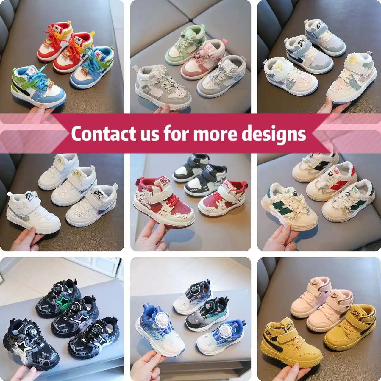 Kids Brand Sneakers Flat Causal Shoes For Girls Boys High Top Children Sports Shoes Leather Upper Casual Shoes Wholesale