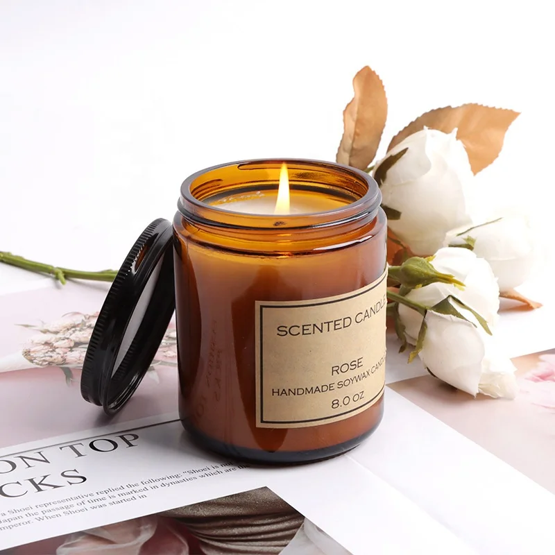 Handmade Smart Natural Candle Soy Wax Smokeless Romantic Fragrance Brown Christmas Scented Gift Candles