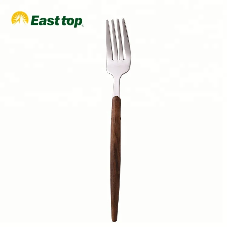 Ready to Ship High Quality Wooden Pattern Plastic handle Stainless Steel knife fork spoon 18/0 Cutlery Set