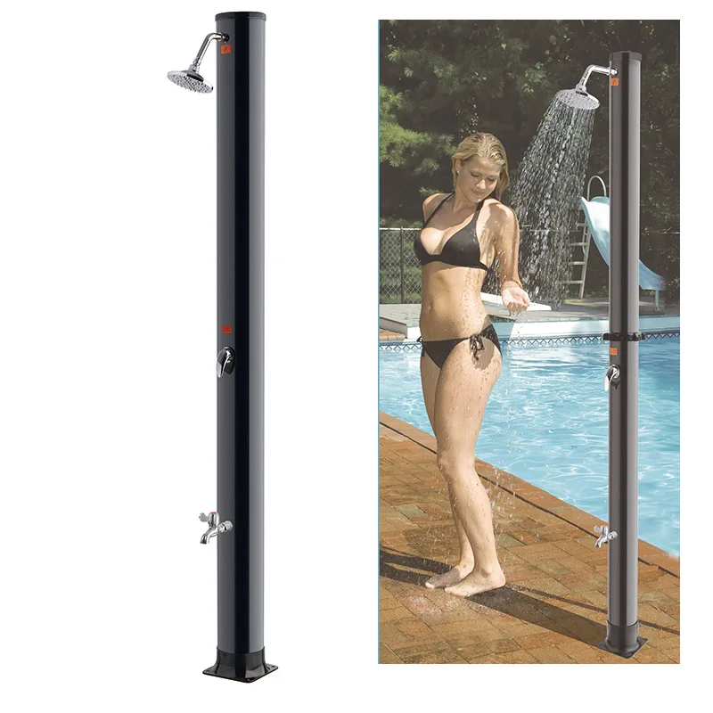 35L Large Capacity PVC Outdoor Solar Power Shower round with Foot Pedal for Hot & Cold Water for Swimming Pool & Garden