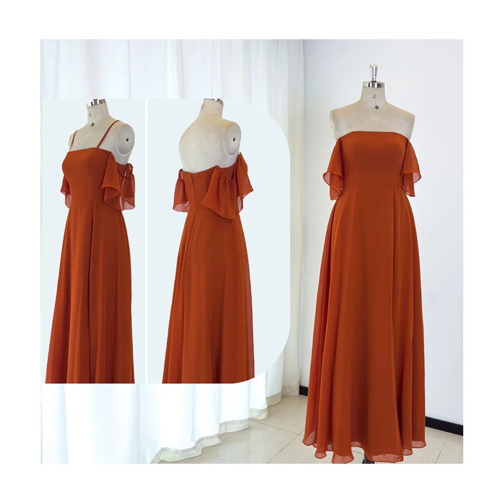 TEENYEE Elegant A-Line Bridesmaid Dresses Off Shoulder Neck Maid of Honor Gowns Wedding Guest Evening Prom Wear