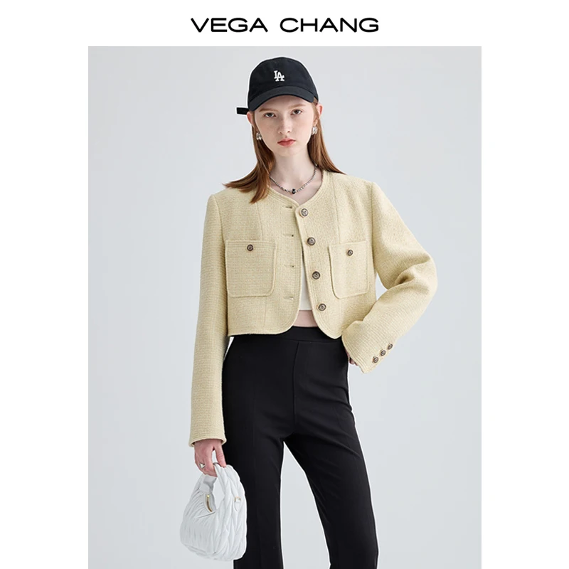 VEGA CHANG 2024 Autumn new fleece French style senior coat small fragrance short coat women