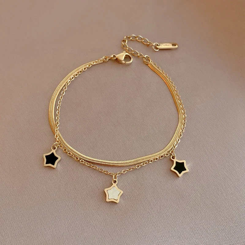 Ziming Customized 14 K Real Gold Plating Stainless Steel Chain Star And Shell Pendant Collarbone Necklace And Bracelet