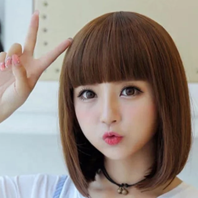 Оптовая продажа от производителя, новинка, челка Qi, пушистая голова Bobo, Корейская груша, цветок, немного вьющаяся голова Bobo, парик в комплекте