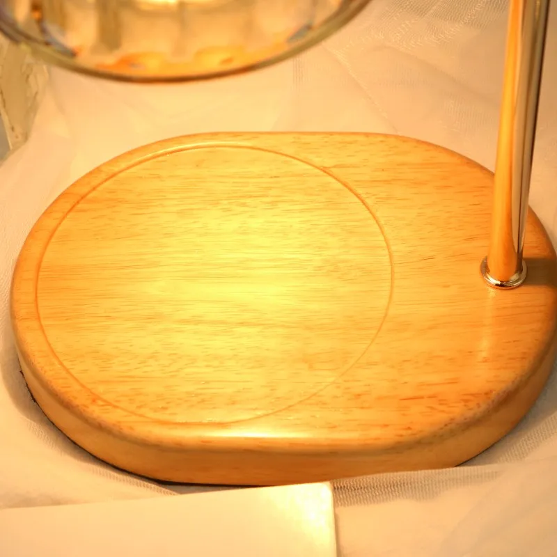 2024 Wholesale Hot Modern Wood Base Candle Wax Warmer Lamp Adjustable Switch Dimmer Electric Scented for Indoor