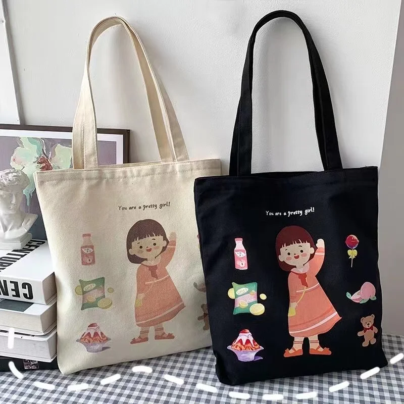 huahao wholesale large reusable fashion canvas shopping bag with zipper