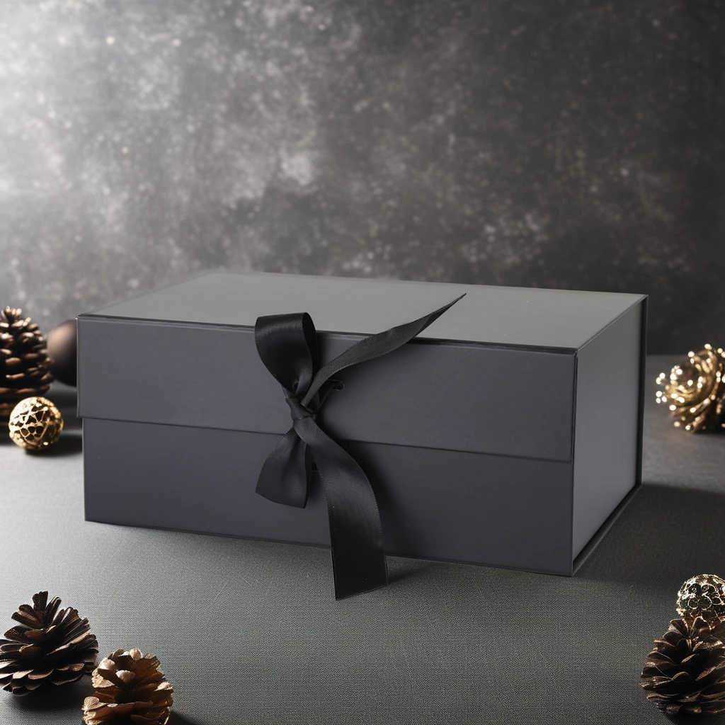 mini or large black custom logo gift box magnetic closure hard rigid cardboard packaging box luxury clothing paper box