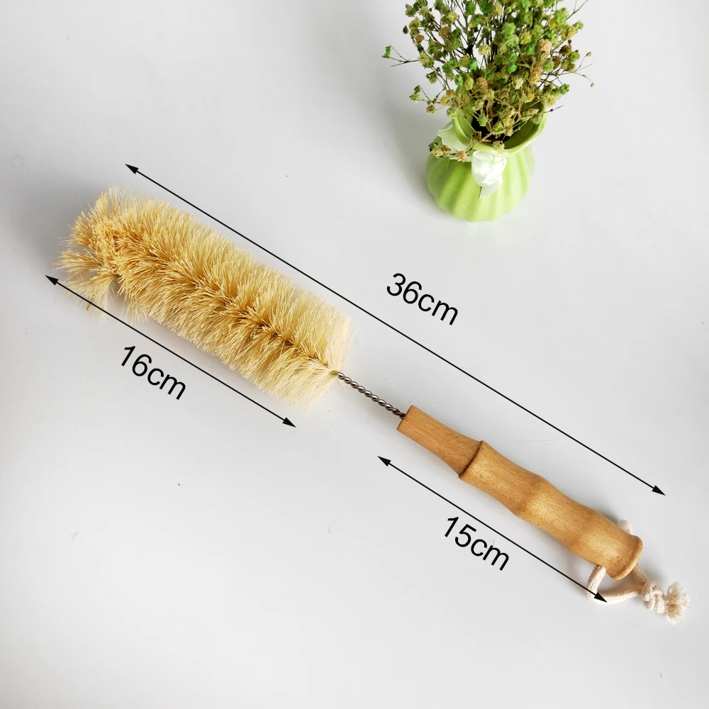 Environmental 100% Natural Bamboo Bottle Washing Brush Biodegradable Eco Friendly Wooden Kitchen Cleaning Brush