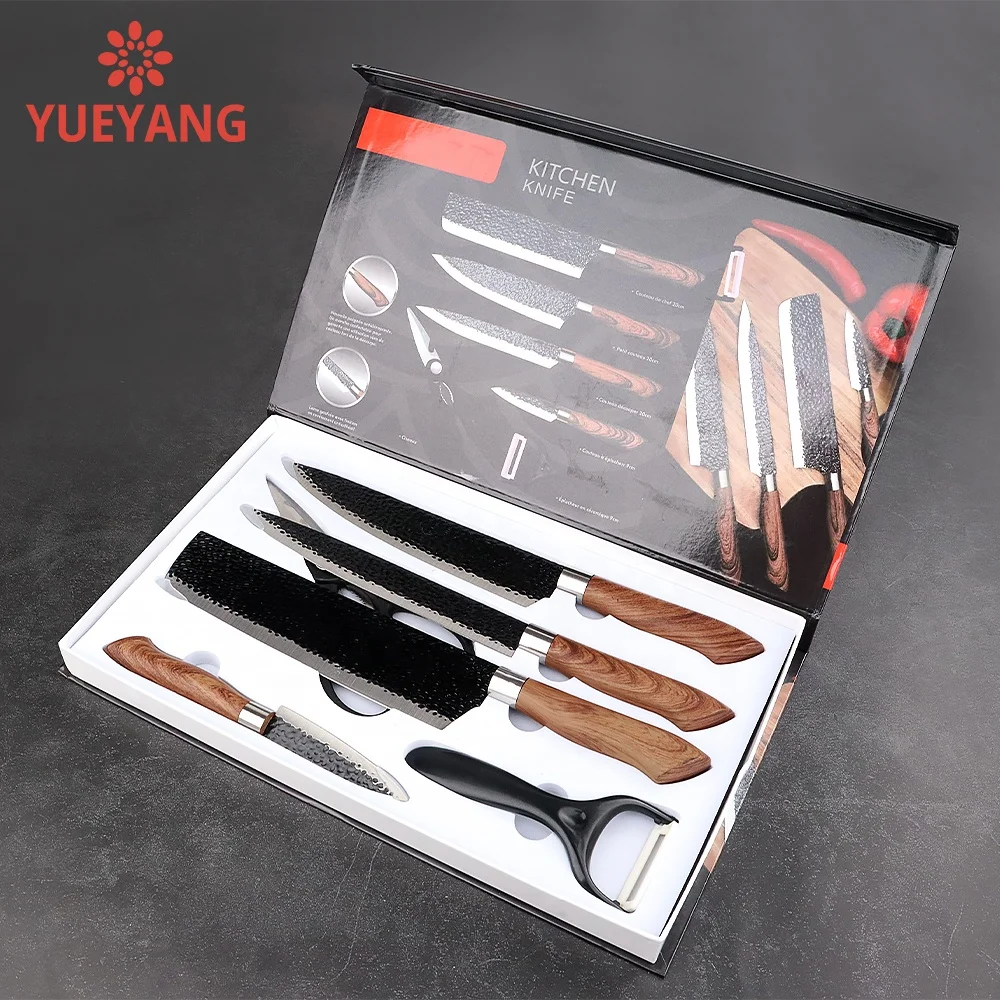 YUEYANG оптовая продажа резак из нержавеющей стали черная волна шести предметов кухонные принадлежности набор кухонных ножей