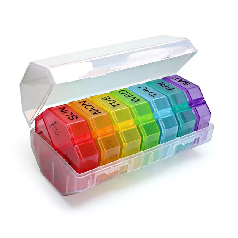 New Design Large Pill Organizer 4 Times a Day Pill Box for Travelling Medicine Organizer with Removable Days Portable Dispenser